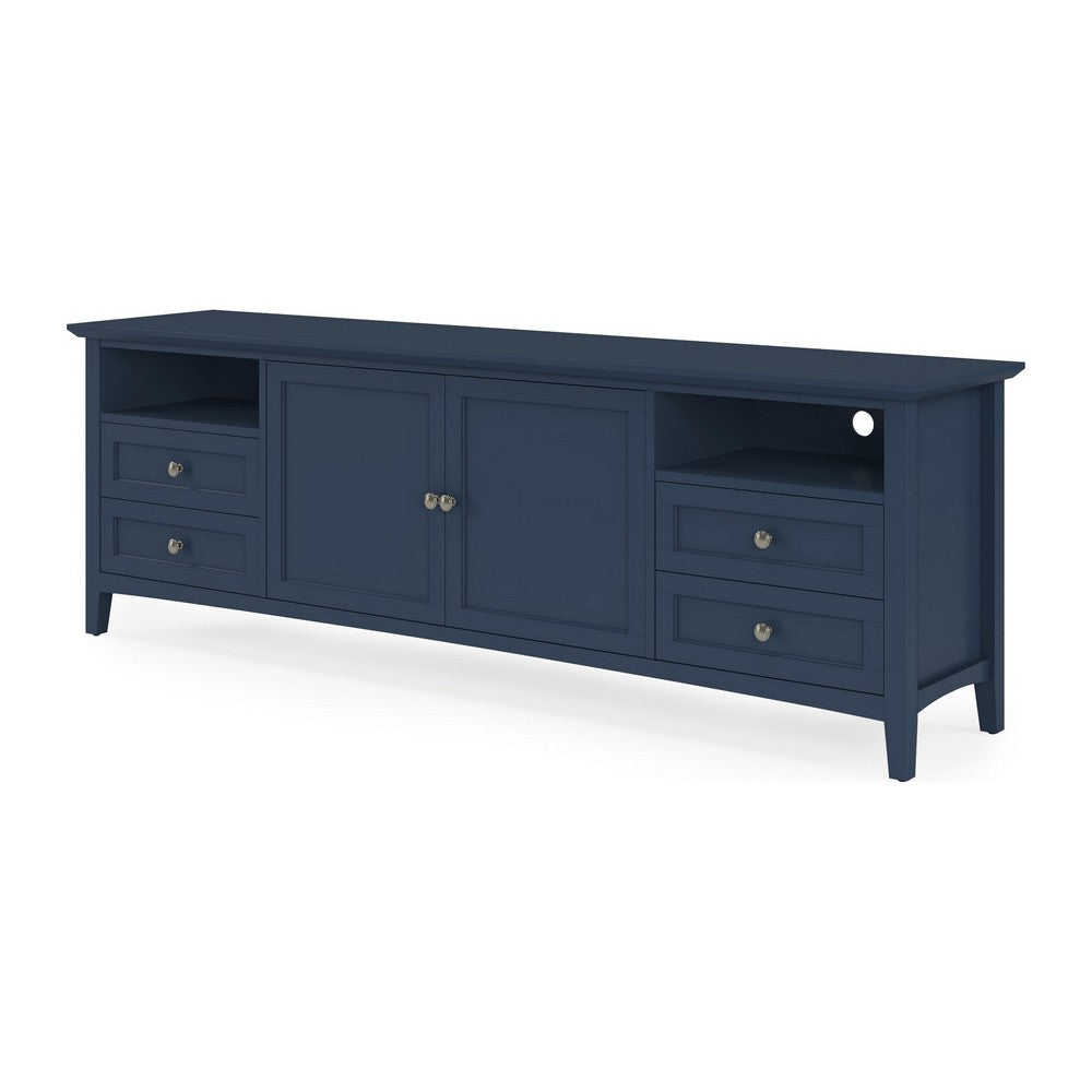 Gemma TV St& Entertainment Console | Doors & Drawers | Blue Wood 84"