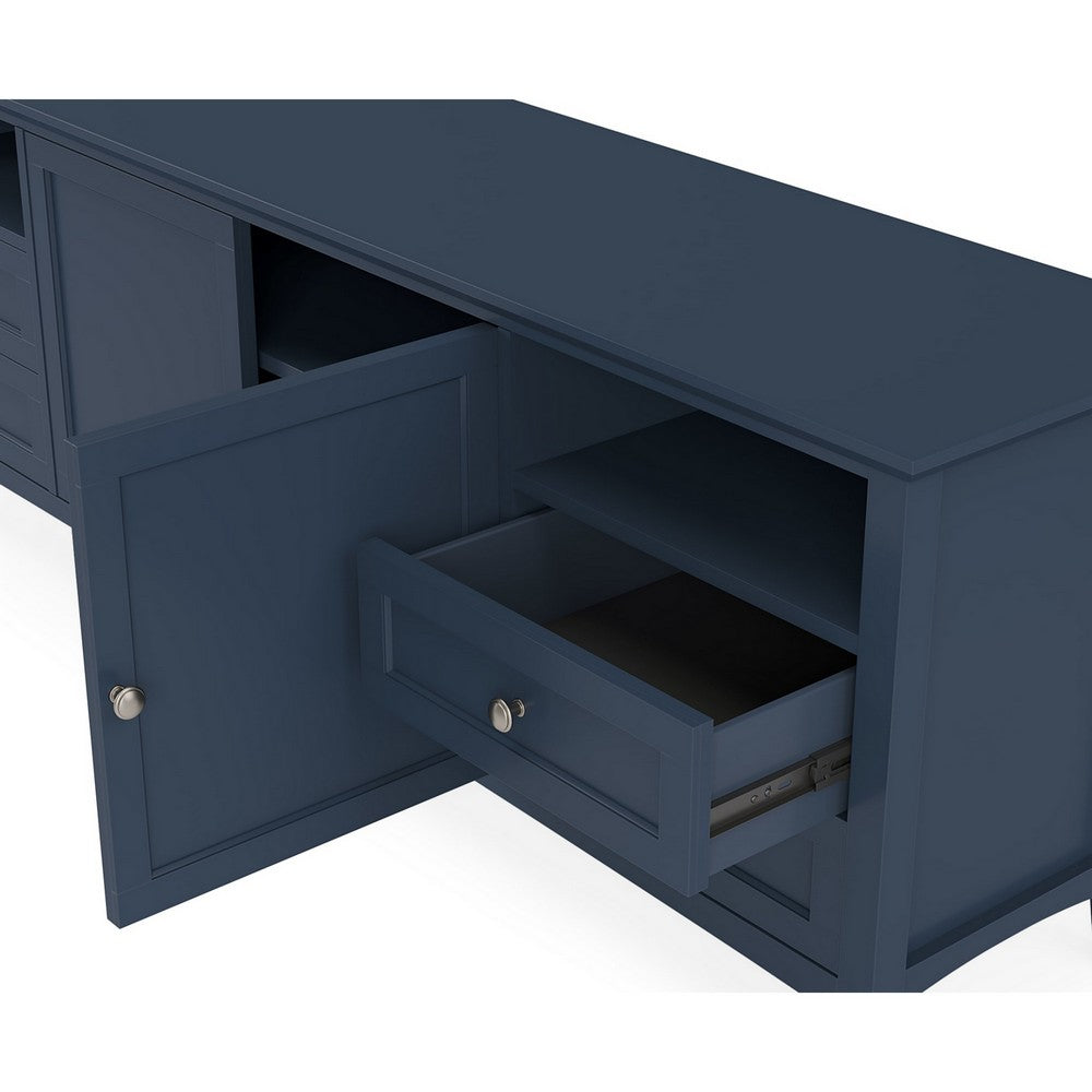 Gemma TV St& Entertainment Console | Doors & Drawers | Blue Wood 84"