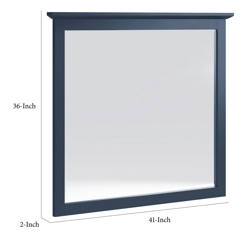 Gemma Wall Dresser Mirror | Crown Moldings | Beveled Glass | Blue Wood 36x41