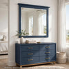 Gemma Wall Dresser Mirror | Crown Moldings | Beveled Glass | Blue Wood 36x41