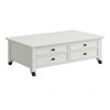 Gemma Coffee Table with 2 Drawers and Casters | White Mahogany Wood 55"