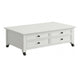 Gemma Coffee Table with 2 Drawers and Casters | White Mahogany Wood 55"