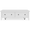 Gemma Coffee Table with 2 Drawers and Casters | White Mahogany Wood 55"