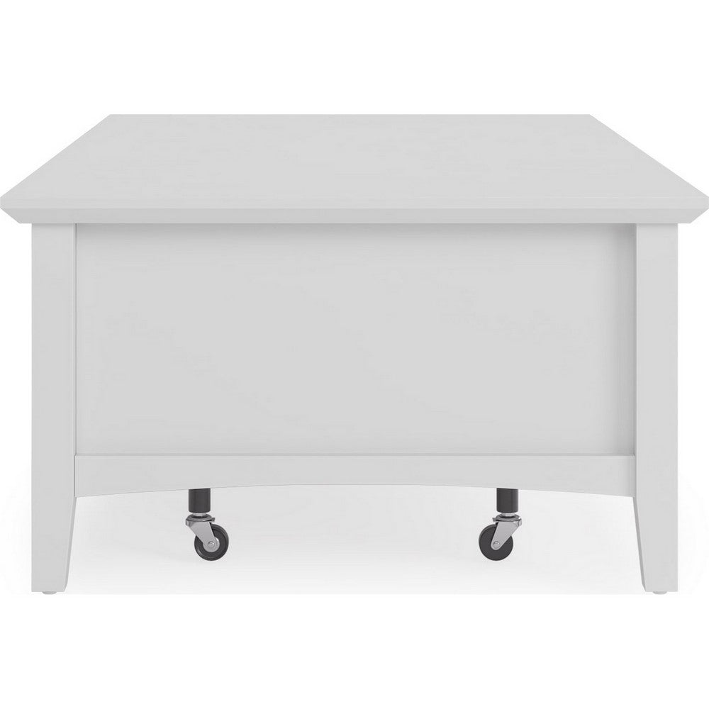 Gemma Coffee Table with 2 Drawers and Casters | White Mahogany Wood 55"