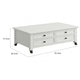 Gemma Coffee Table with 2 Drawers and Casters | White Mahogany Wood 55"