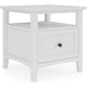 Gemma Square End Table with Drawer & Open Shelf | White Mahogany Wood 24"