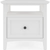 Gemma Square End Table with Drawer & Open Shelf | White Mahogany Wood 24"
