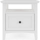 Gemma Square End Table with Drawer & Open Shelf | White Mahogany Wood 24"