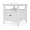 Gemma Square End Table with Drawer & Open Shelf | White Mahogany Wood 24"