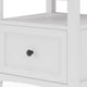 Gemma Square End Table with Drawer & Open Shelf | White Mahogany Wood 24"
