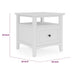 Gemma Square End Table with Drawer & Open Shelf | White Mahogany Wood 24"
