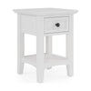 Gemma Square Drink Table | Drawer & Lower Shelf | White Mahogany Wood 22"