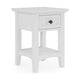 Gemma Square Drink Table | Drawer & Lower Shelf | White Mahogany Wood 22"