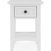 Gemma Square Drink Table | Drawer & Lower Shelf | White Mahogany Wood 22"