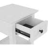 Gemma Square Drink Table | Drawer & Lower Shelf | White Mahogany Wood 22"