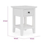Gemma Square Drink Table | Drawer & Lower Shelf | White Mahogany Wood 22"