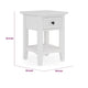 Gemma Square Drink Table | Drawer & Lower Shelf | White Mahogany Wood 22"