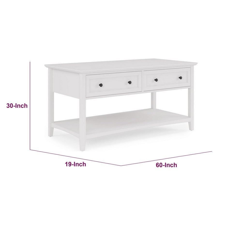 Gemma Console Table | Drawers & Shelf Storage | White Mahogany Wood 60"