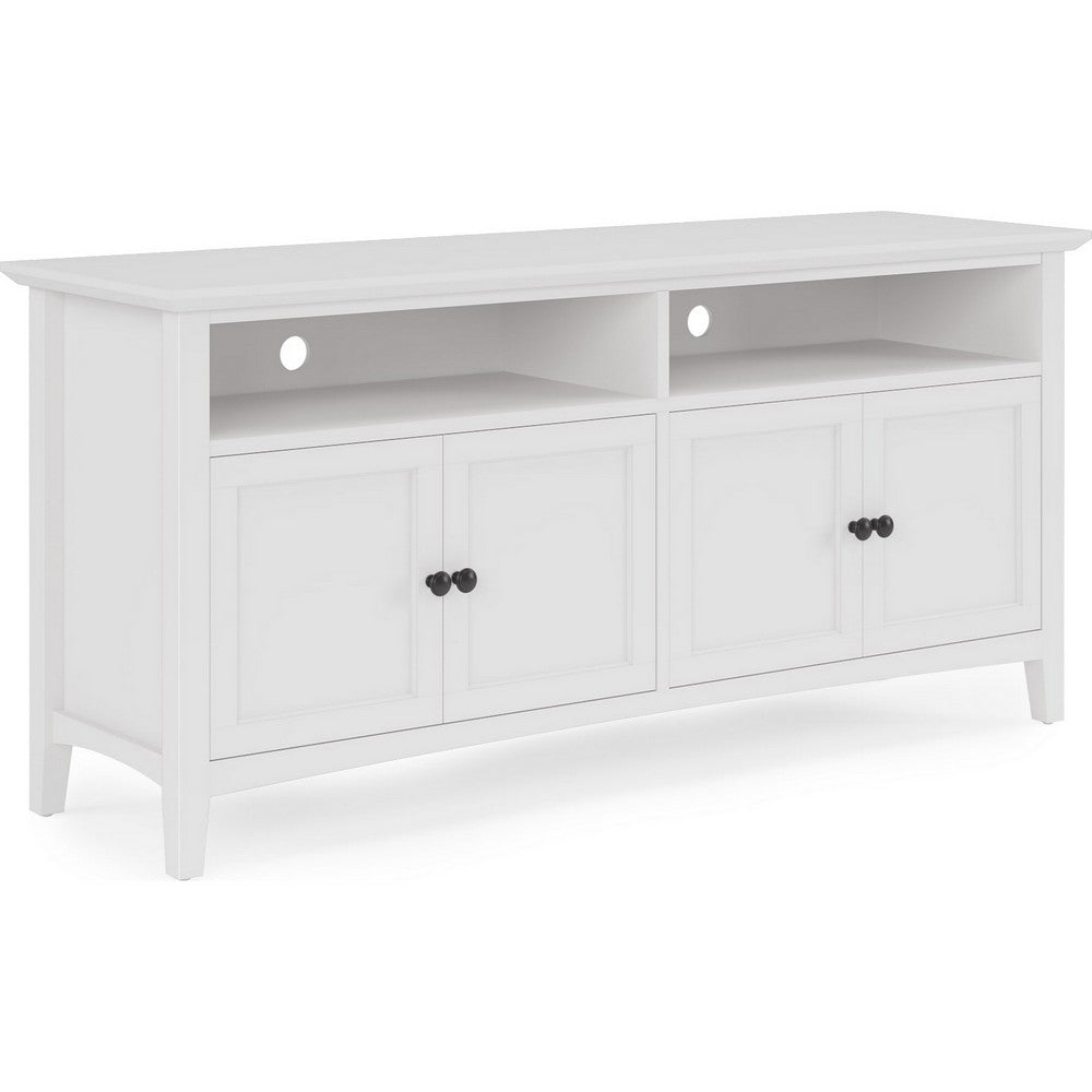 Gemma TV St& Entertainment Console with 4 Doors | White Wood 64"