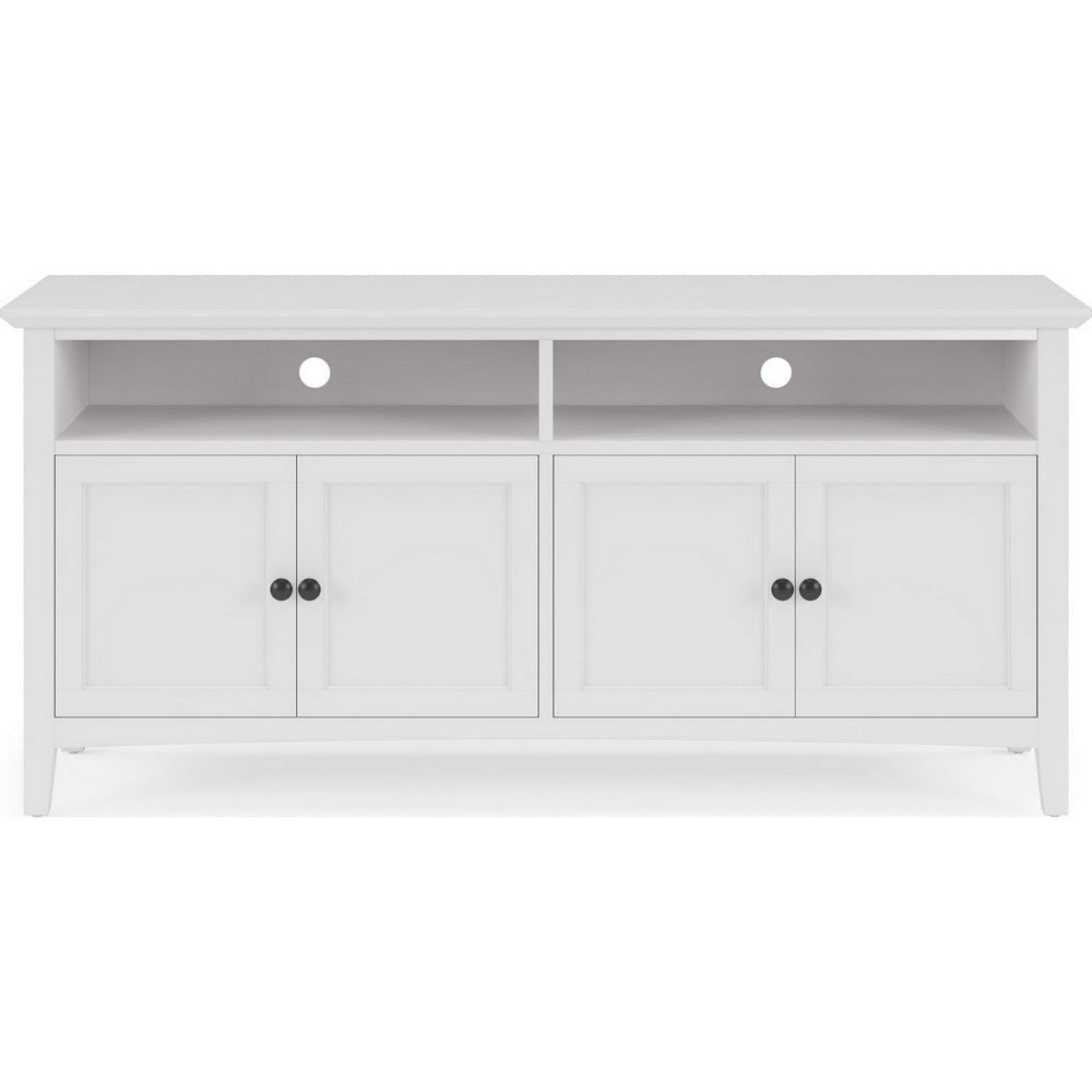 Gemma TV St& Entertainment Console with 4 Doors | White Wood 64"