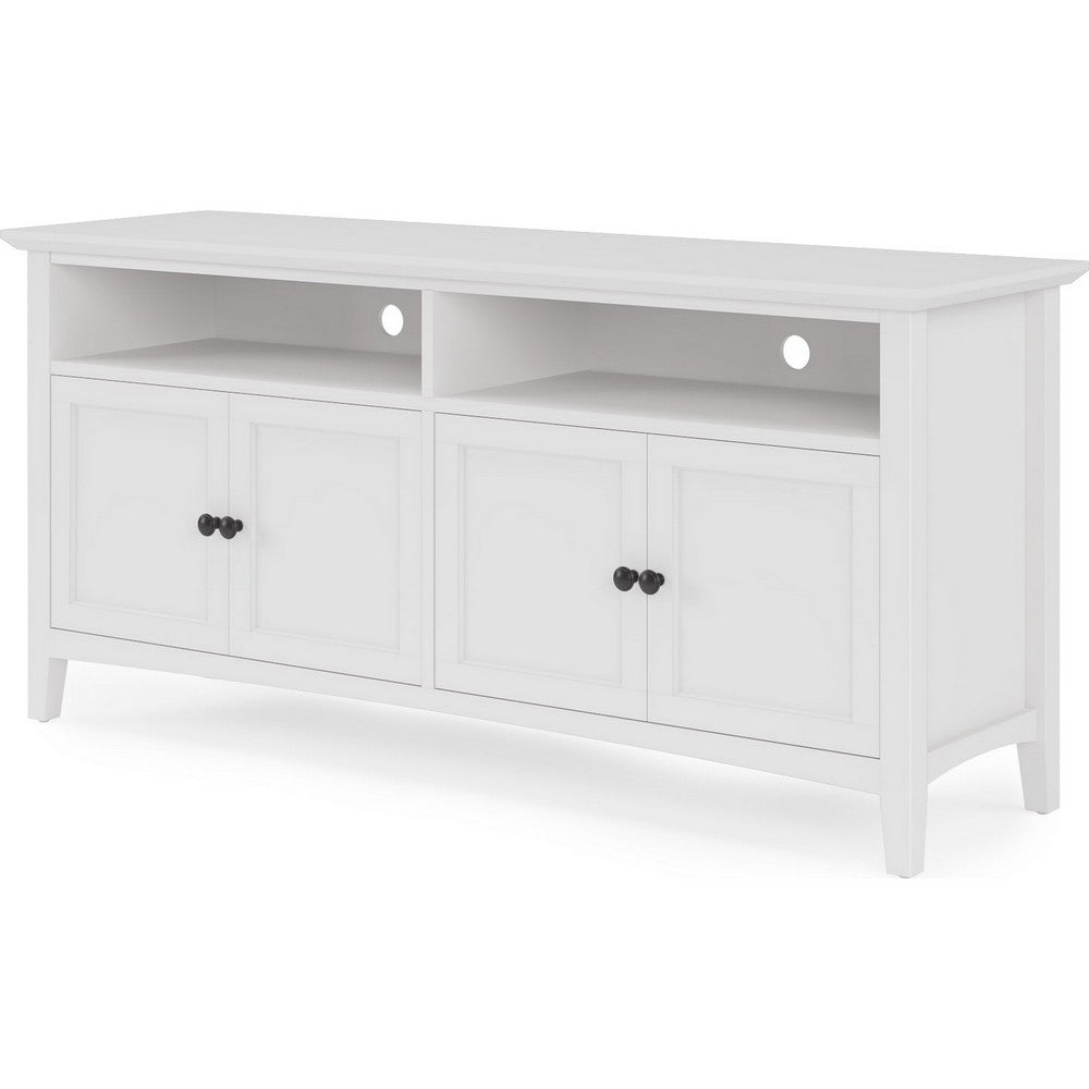 Gemma TV St& Entertainment Console with 4 Doors | White Wood 64"