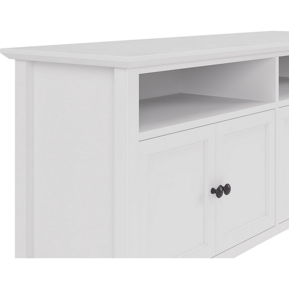 Gemma TV St& Entertainment Console with 4 Doors | White Wood 64"