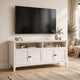 Gemma TV St& Entertainment Console with 4 Doors | White Wood 64"