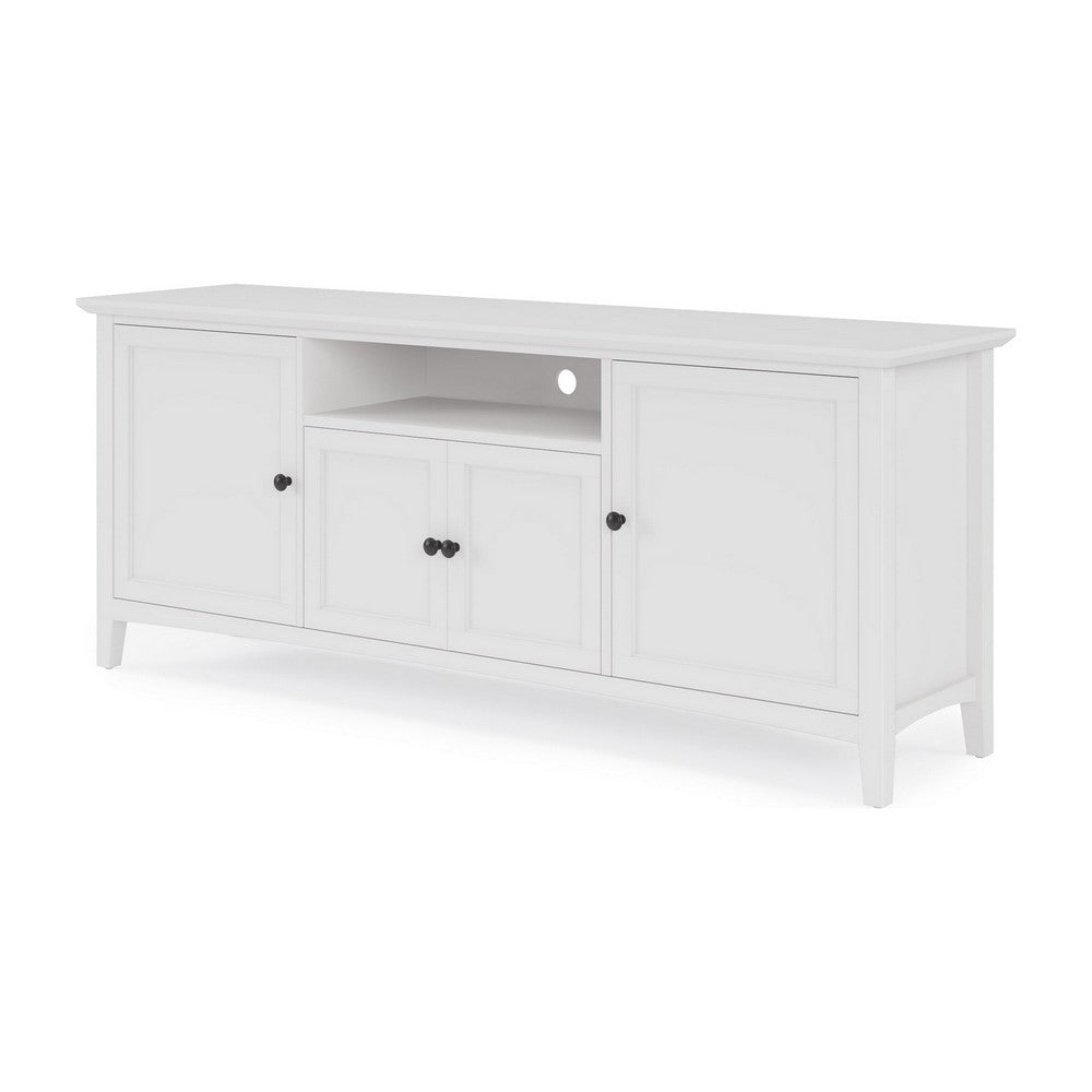 Gemma TV St& Entertainment Console with Storage | White Wood 74"