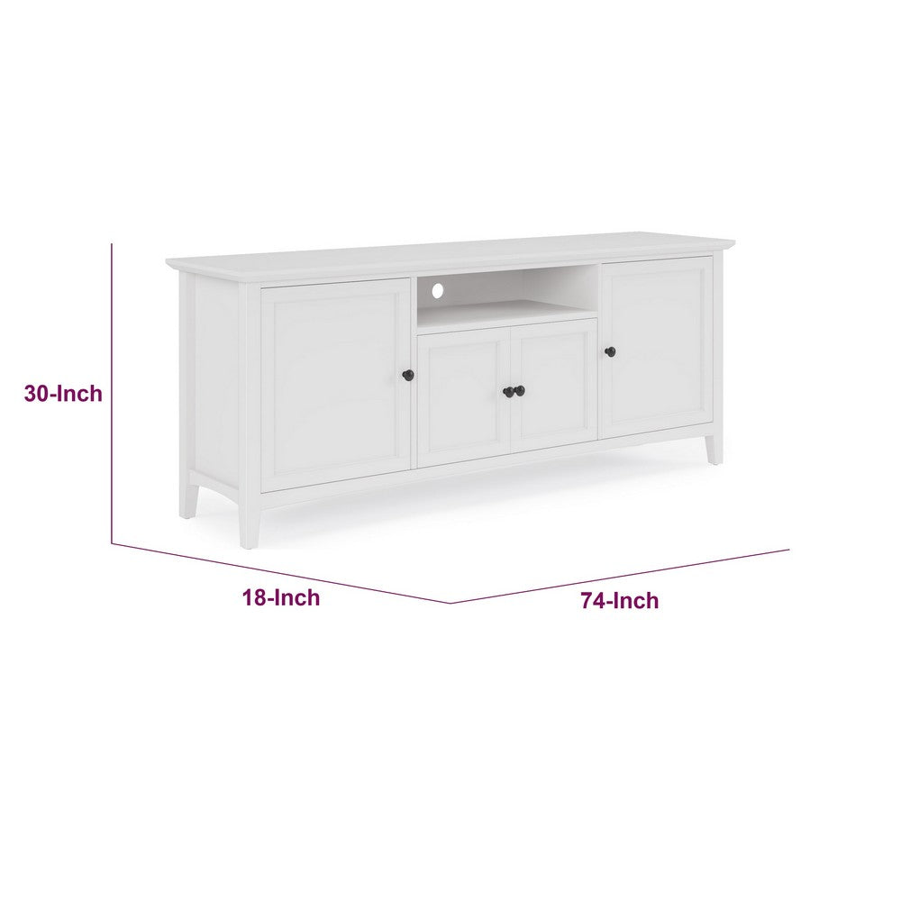 Gemma TV St& Entertainment Console with Storage | White Wood 74"