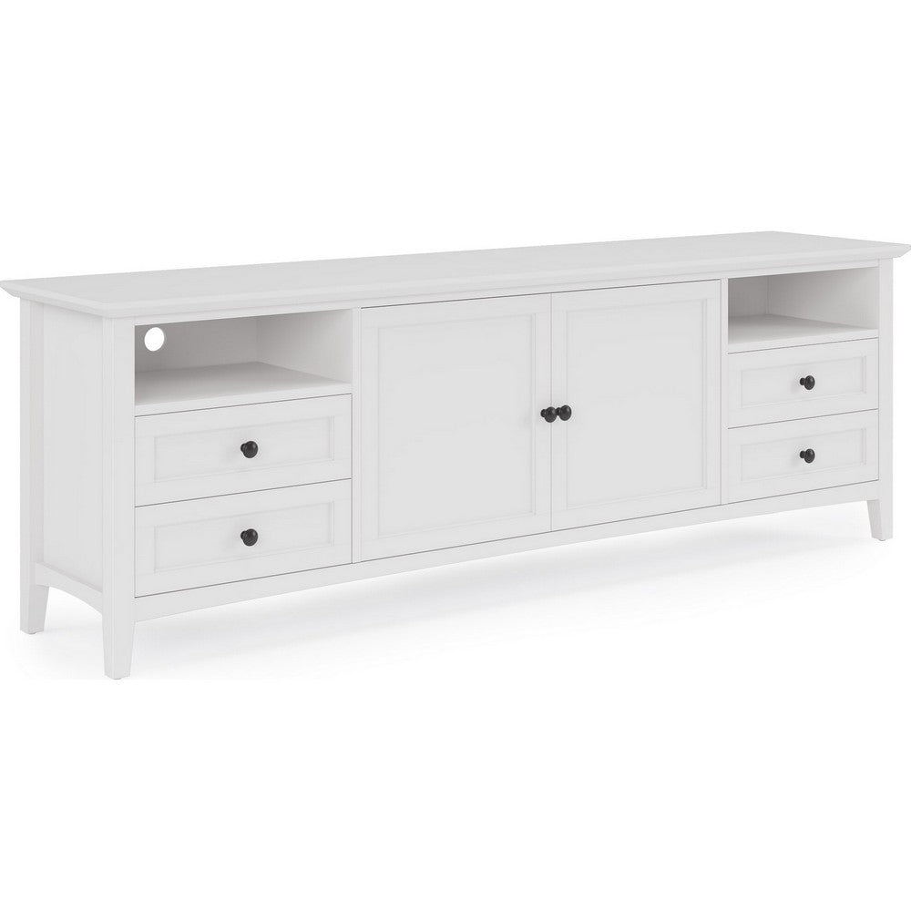 Gemma TV St& Entertainment Console | Doors & Drawers | White Wood 84"