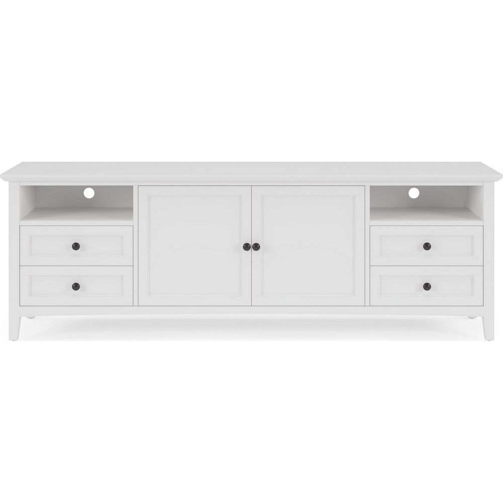 Gemma TV St& Entertainment Console | Doors & Drawers | White Wood 84"