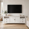 Gemma TV St& Entertainment Console | Doors & Drawers | White Wood 84"