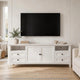Gemma TV St& Entertainment Console | Doors & Drawers | White Wood 84"