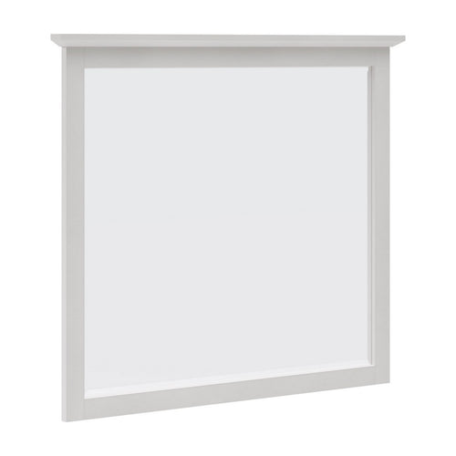 Gemma Wall Dresser Mirror | Crown Moldings | Beveled Glass | White Wood 36x41