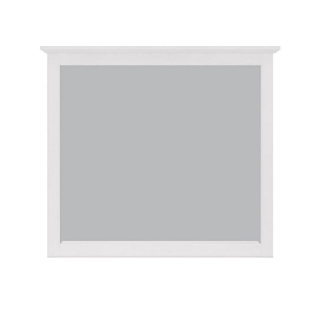 Gemma Wall Dresser Mirror | Crown Moldings | Beveled Glass | White Wood 36x41