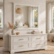 Gemma Wall Dresser Mirror | Crown Moldings | Beveled Glass | White Wood 36x41
