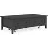 Gemma Coffee Table with 2 Drawers & Casters | Black Mahogany Wood 55"
