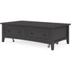 Gemma Coffee Table with 2 Drawers & Casters | Black Mahogany Wood 55"