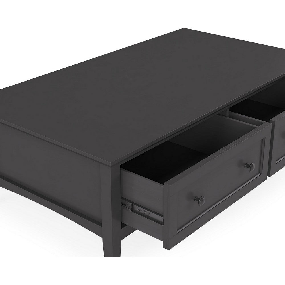 Gemma Coffee Table with 2 Drawers & Casters | Black Mahogany Wood 55"