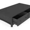 Gemma Coffee Table with 2 Drawers & Casters | Black Mahogany Wood 55"