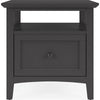 Gemma Square End Table with Drawer & Open Shelf | Black Mahogany Wood 24"