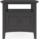 Gemma Square End Table with Drawer & Open Shelf | Black Mahogany Wood 24"