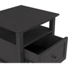 Gemma Square End Table with Drawer & Open Shelf | Black Mahogany Wood 24"