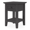Gemma Square Drink Table | Drawer & Lower Shelf | Black Mahogany Wood 22"
