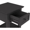 Gemma Square Drink Table | Drawer & Lower Shelf | Black Mahogany Wood 22"