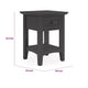 Gemma Square Drink Table | Drawer & Lower Shelf | Black Mahogany Wood 22"
