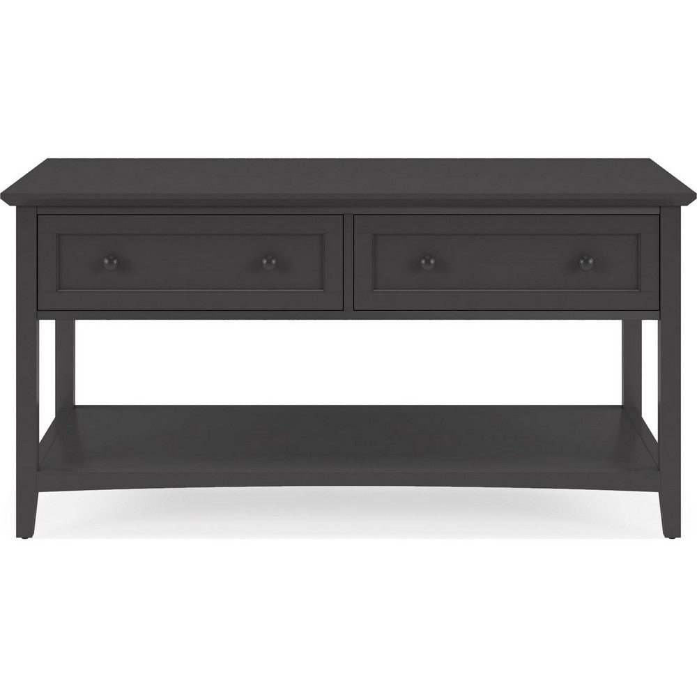 Gemma Console Table | Drawers & Shelf Storage | Black Mahogany Wood 60"
