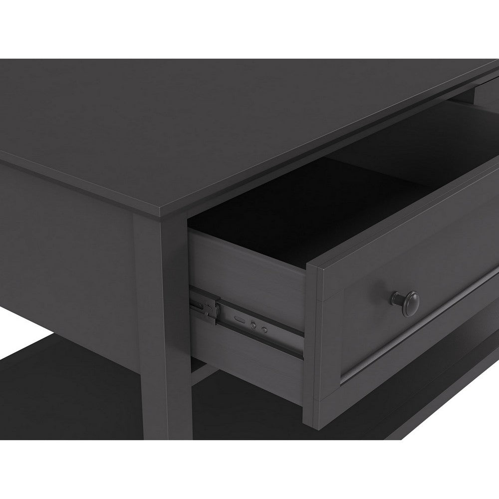 Gemma Console Table | Drawers & Shelf Storage | Black Mahogany Wood 60"