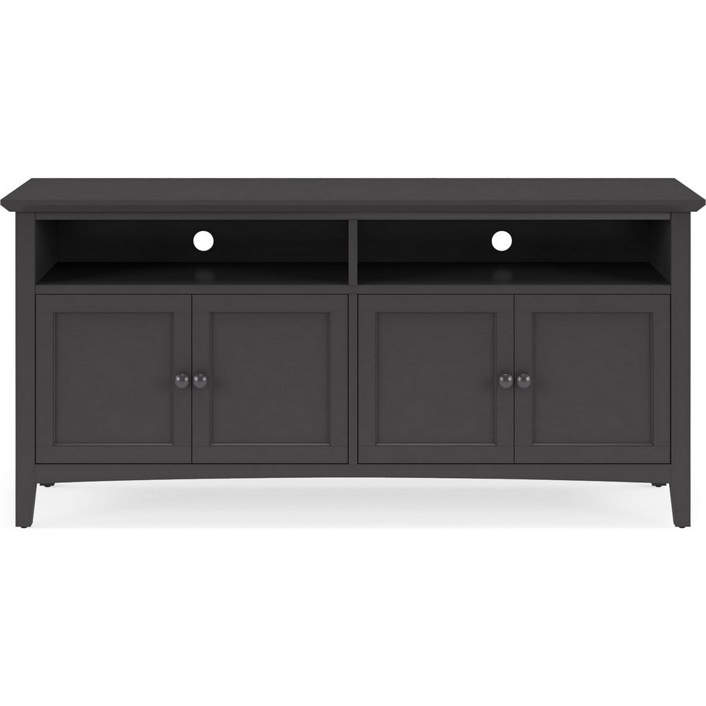 Gemma TV St& Entertainment Console with 4 Doors | Black Wood 64"