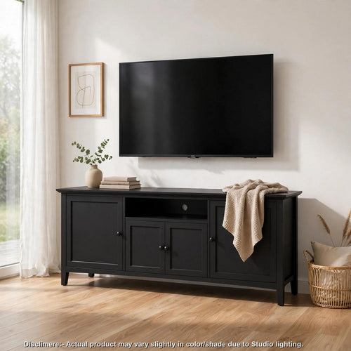 Gemma TV St& Entertainment Console with Storage | Black Wood 74"